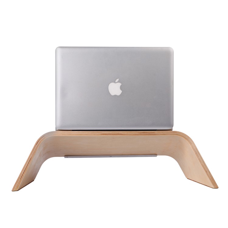 SAMDI Wooden Tilt Stand Desktop Holder for MacBook Laptop - Khaki-5