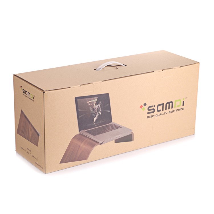 SAMDI Wooden Tilt Stand Desktop Bracket for MacBook Laptop - Brown-12