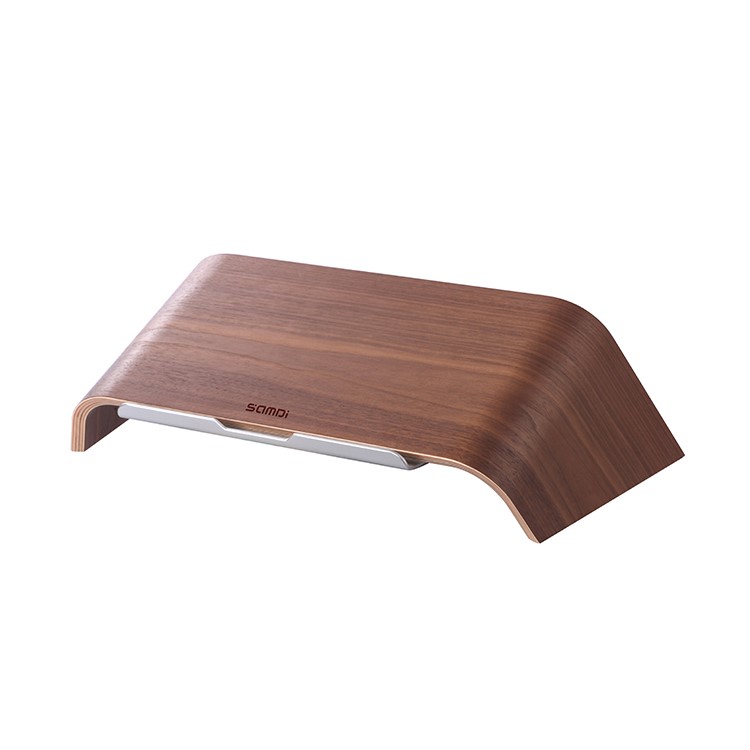 SAMDI Wooden Tilt Stand Desktop Bracket for MacBook Laptop - Brown-2