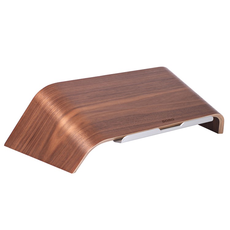 SAMDI Wooden Tilt Stand Desktop Bracket for MacBook Laptop - Brown-3