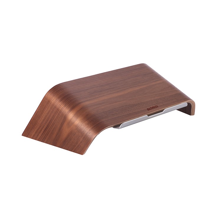 SAMDI Wooden Tilt Stand Desktop Bracket for MacBook Laptop - Brown-9