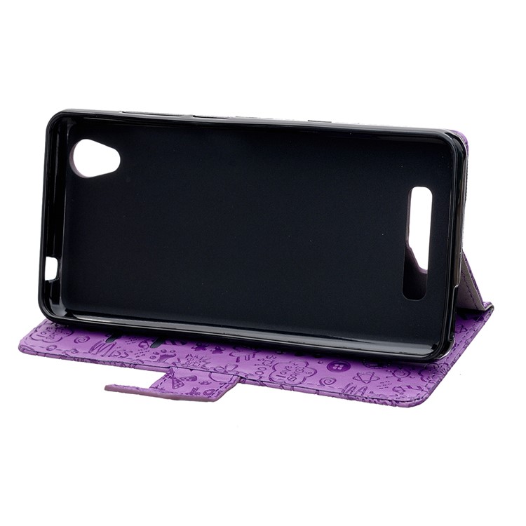 Cartoon Graffiti PU Leather Wallet Case for ZTE Blade X3 - Purple-5