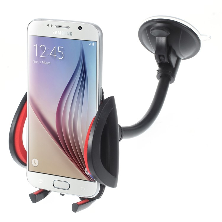 360 Degree Swivel Suction Cup Car Mount Holder for iPhone Samsung Sony (K5+H54) - Red-2
