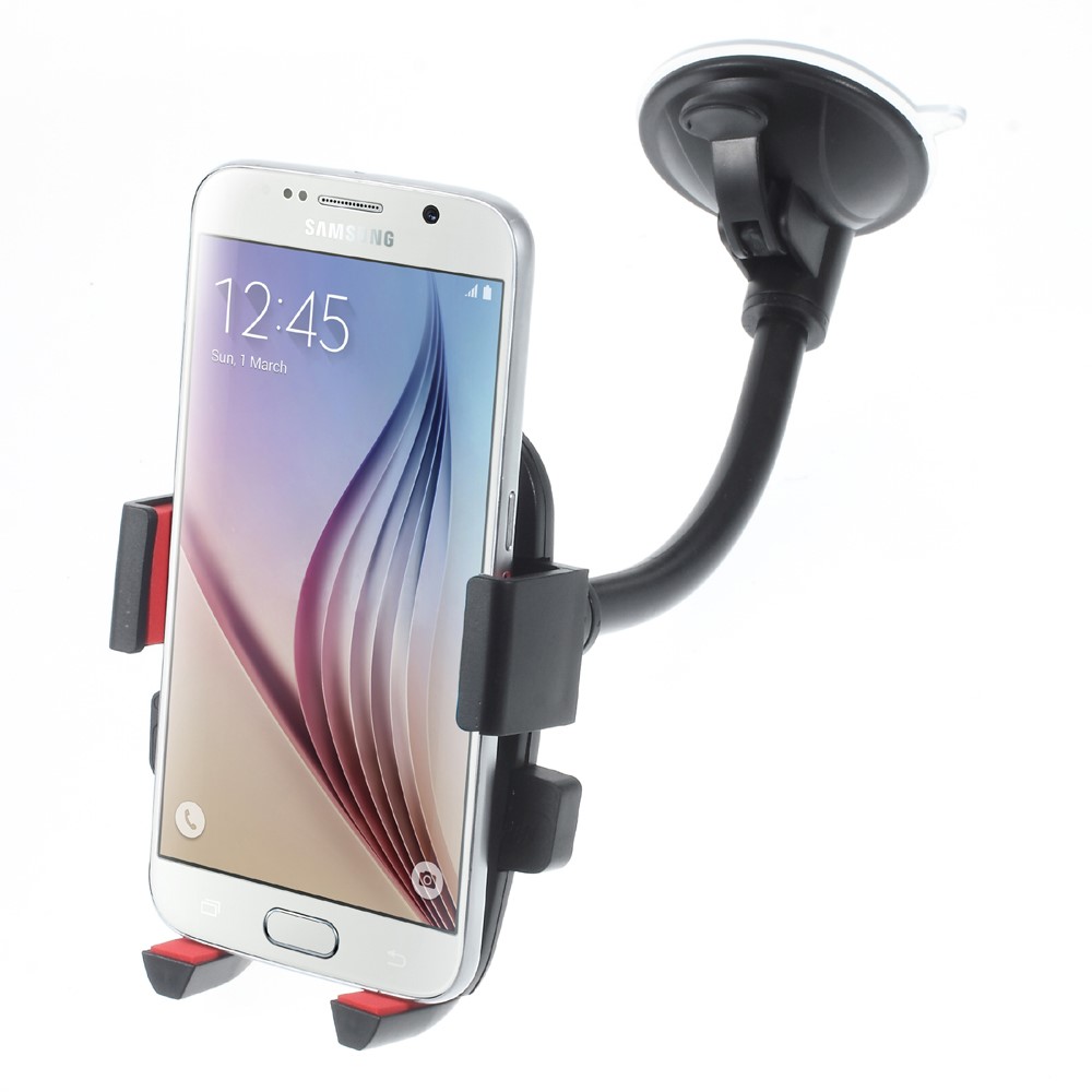 Rotary Goose Neck Car Dashboard Mount for Samsung Note5, Width: 58-81mm - Red-2