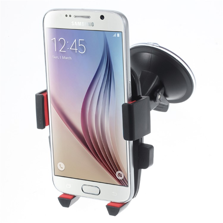 Rotary Car Suction Cup Mount Holder for Samsung Note5, Width: 58-81mm - Red-2