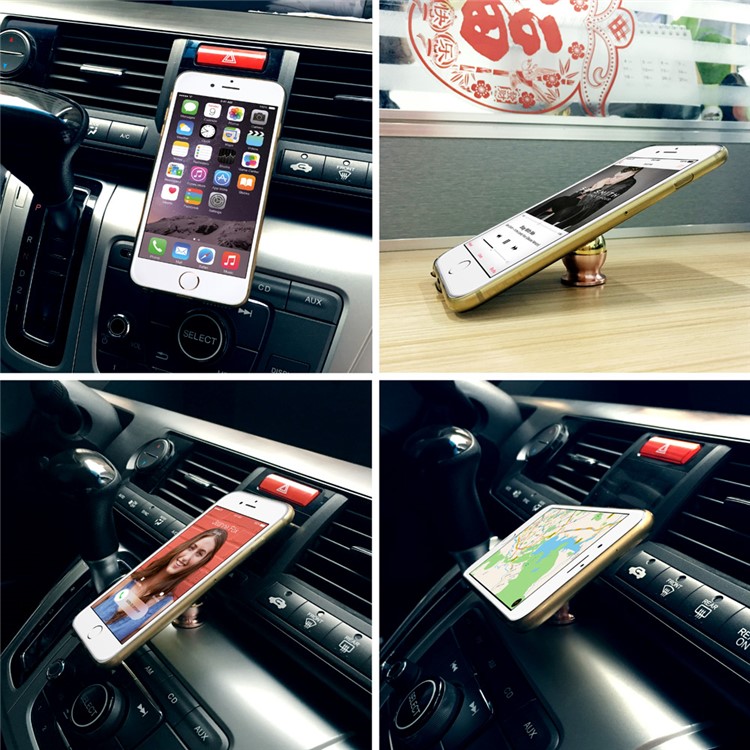 Magnetic Metal Car Mount Cradle Kit for iPhone Samsung Smartphone - Rose Gold Color-6