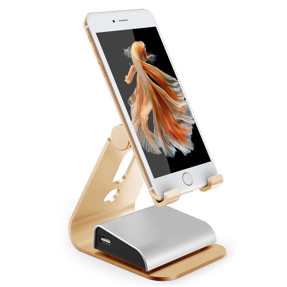 Rotary Metal Desktop Mount Holder for iPhone 6s/iPad Pro 9.7/Samsung S7 Etc - Gold Color-5