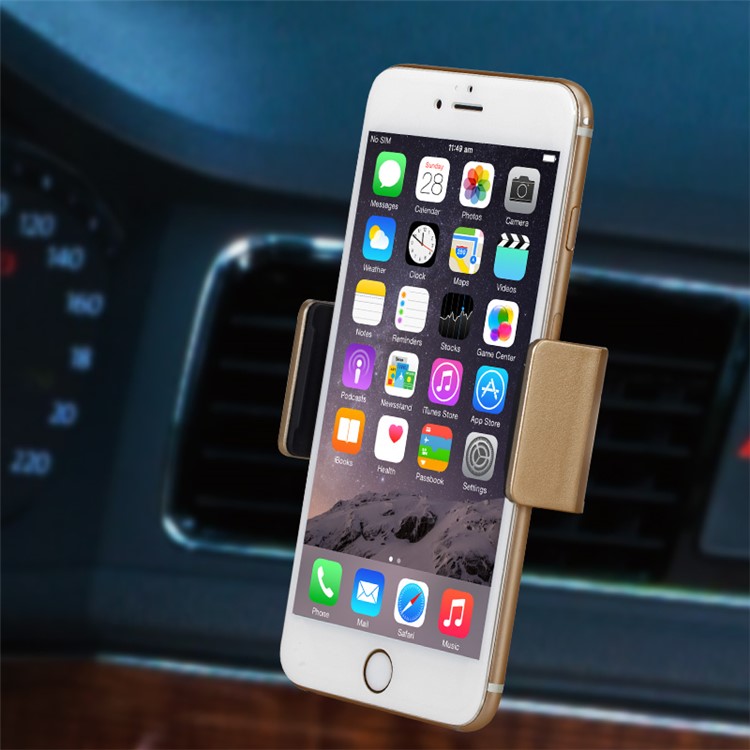 MOMAX Elite Mini Car Air Vent Mount for iPhone 6s Plus/Samsung Galaxy S7, Width: 57-85mm - Gold Color-11
