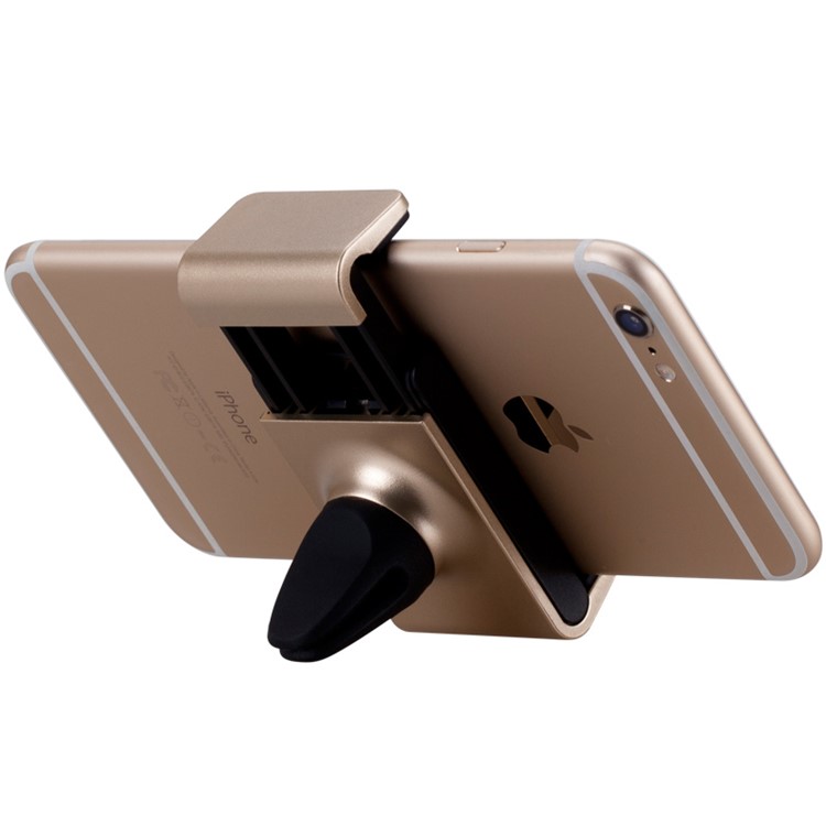 MOMAX Elite Mini Car Air Vent Mount for iPhone 6s Plus/Samsung Galaxy S7, Width: 57-85mm - Gold Color-7