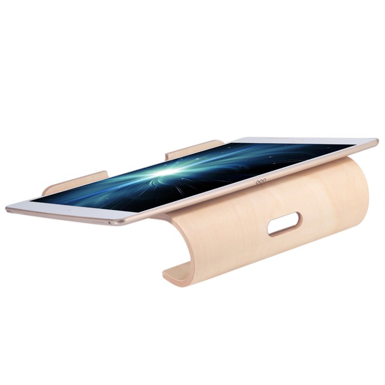 SAMDI Wood Heat Dissipation Desktop Stand Holder for iPad Macbook Galaxy Tab etc - Khaki-2
