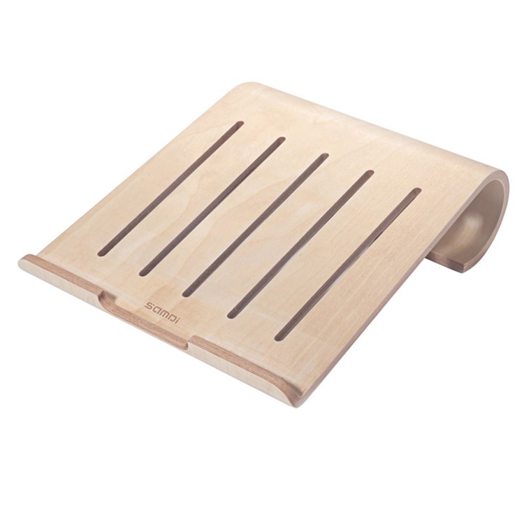 SAMDI Wood Heat Dissipation Desktop Stand Holder for iPad Macbook Galaxy Tab etc - Khaki-5
