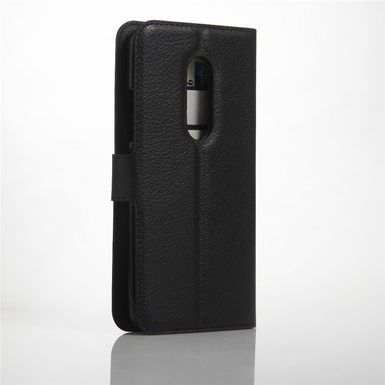 Litchi Skin Leather Wallet Case for ZTE Axon 7 - Black-4