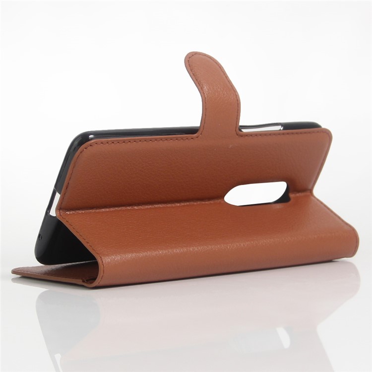 Litchi Skin Leather Stand Cover with Card Slots for ZTE Axon 7 - Brown-6