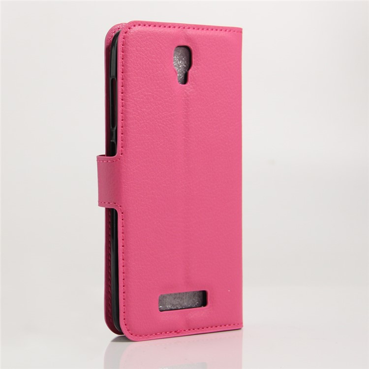 Litchi Skin Leather Wallet Cover Case for ZTE Blade L5 Plus - Rose-3