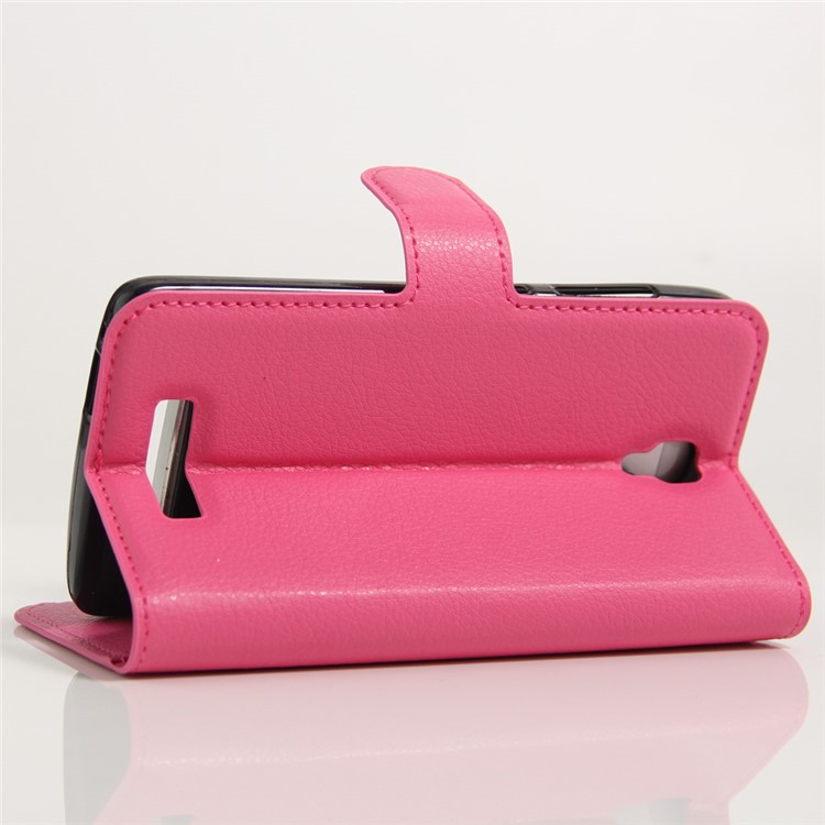 Litchi Skin Leather Wallet Cover Case for ZTE Blade L5 Plus - Rose-6