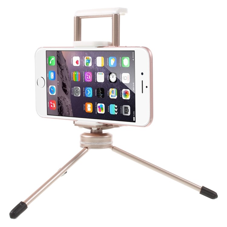 Portable Metal Tripod + Dual Clamp for iPhone iPad Samsung Smartphone Tablets - Champagne-4