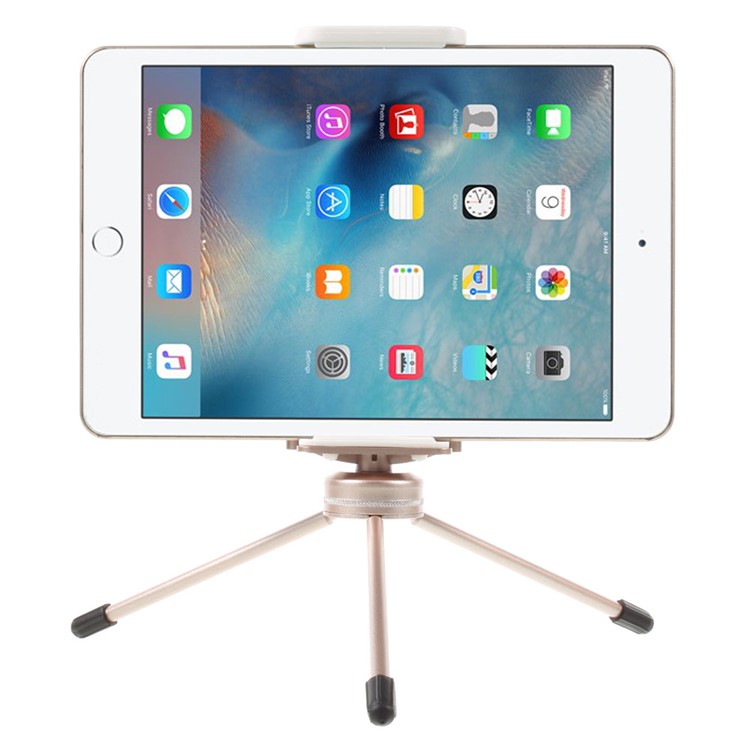 Portable Metal Tripod + Dual Clamp for iPhone iPad Samsung Smartphone Tablets - Champagne-6