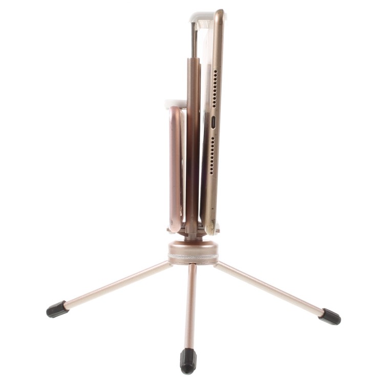 Portable Metal Tripod + Dual Clamp for iPhone iPad Samsung Smartphone Tablets - Champagne-8