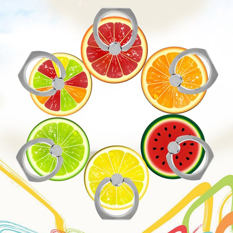 Fresh Fruit Pattern Finger Ring Kickstand Cable Winder for iPhone iPad etc - Lemon-2