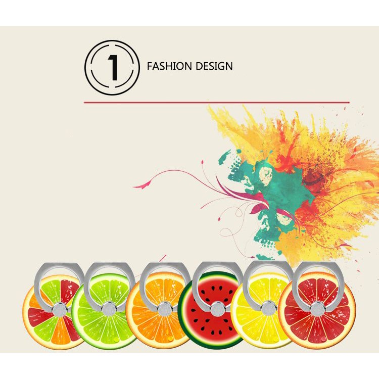 Fresh Fruit Pattern Finger Ring Kickstand Cable Winder for iPhone iPad etc - Lemon-3
