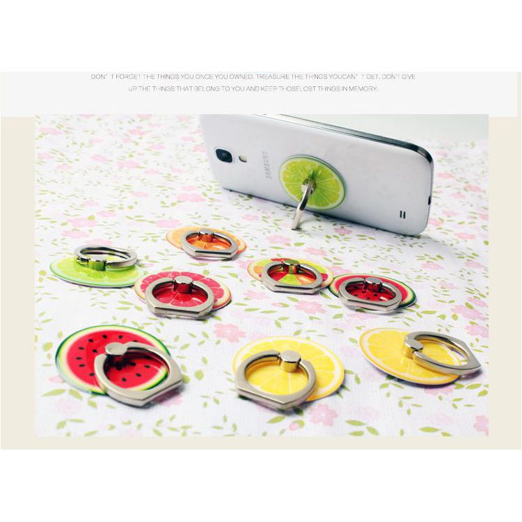 Fresh Fruit Pattern Finger Ring Kickstand Cable Winder for iPhone iPad etc - Lemon-4