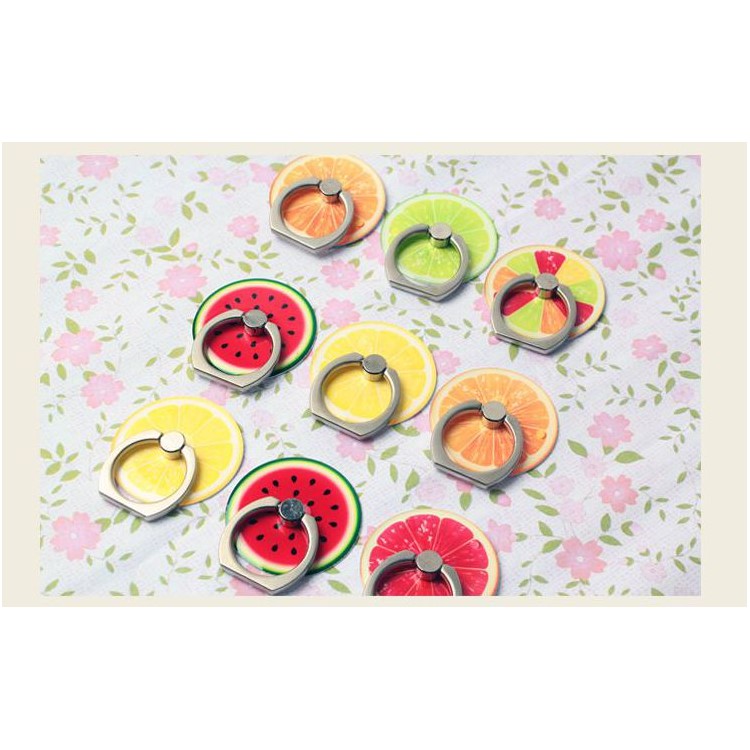 Fresh Fruit Pattern Finger Ring Kickstand Cable Winder for iPhone iPad etc - Lemon-7