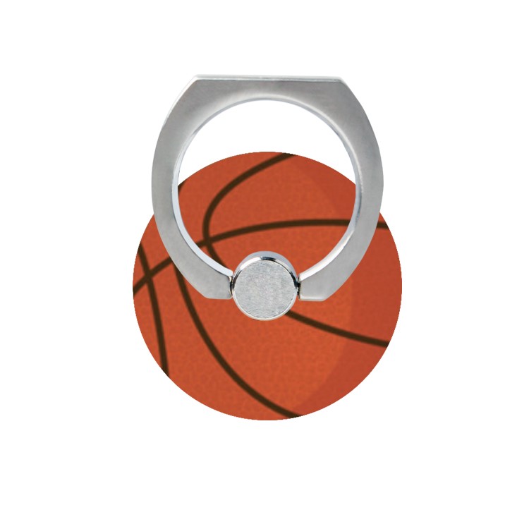 Patterned Finger Ring Kickstand Cable Winder for iPhone iPad etc - Basketball-1