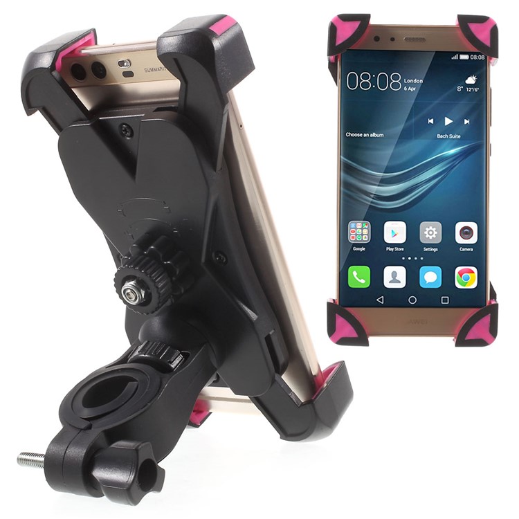 Bicycle Handlebar Mount Stand for iPhone Samsung etc, Clamp: 180 x 92mm (Max) - Rose-1