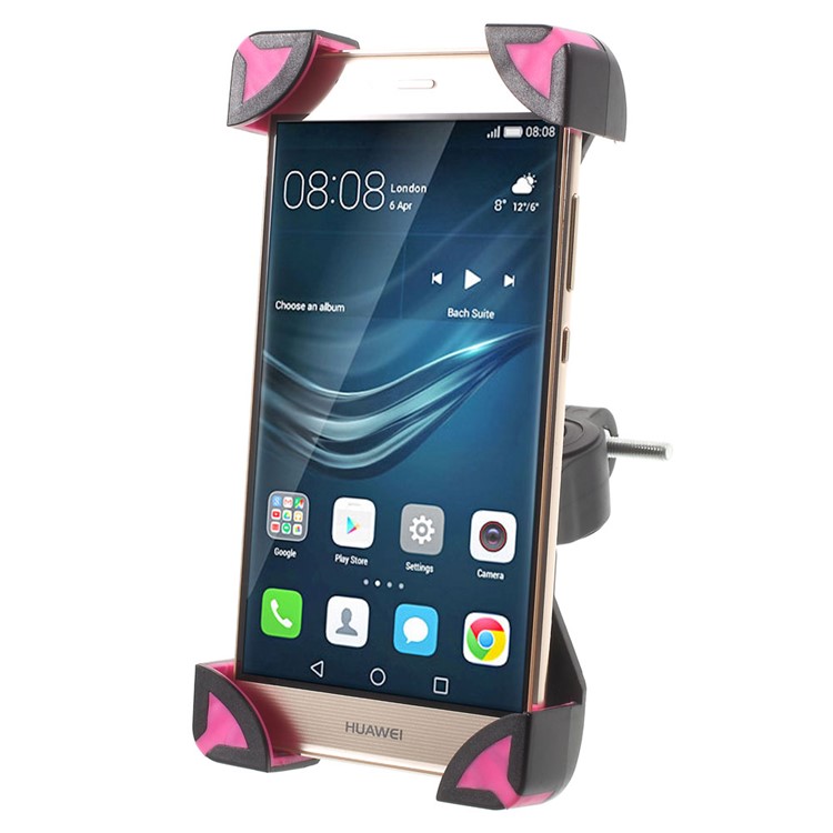 Bicycle Handlebar Mount Stand for iPhone Samsung etc, Clamp: 180 x 92mm (Max) - Rose-3