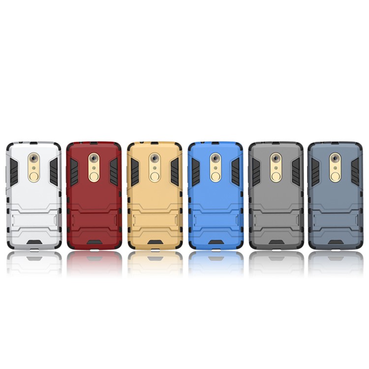 PC and TPU Hybrid Cover with Kickstand for ZTE Axon 7 - Grey-4