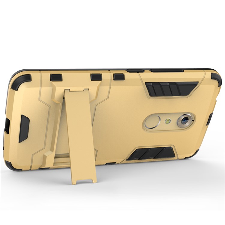 2-in-1 PC and TPU Phone Case with Kickstand for ZTE Axon 7 - Gold-3