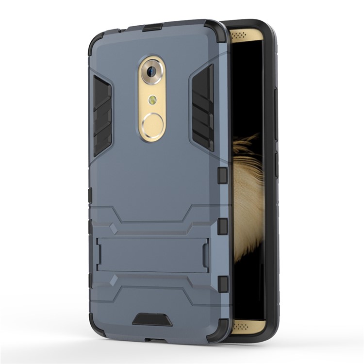PC and TPU Combo Kickstand Cover for ZTE Axon 7 - Dark Blue-1