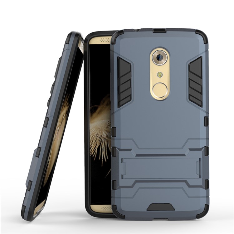 PC and TPU Combo Kickstand Cover for ZTE Axon 7 - Dark Blue-2