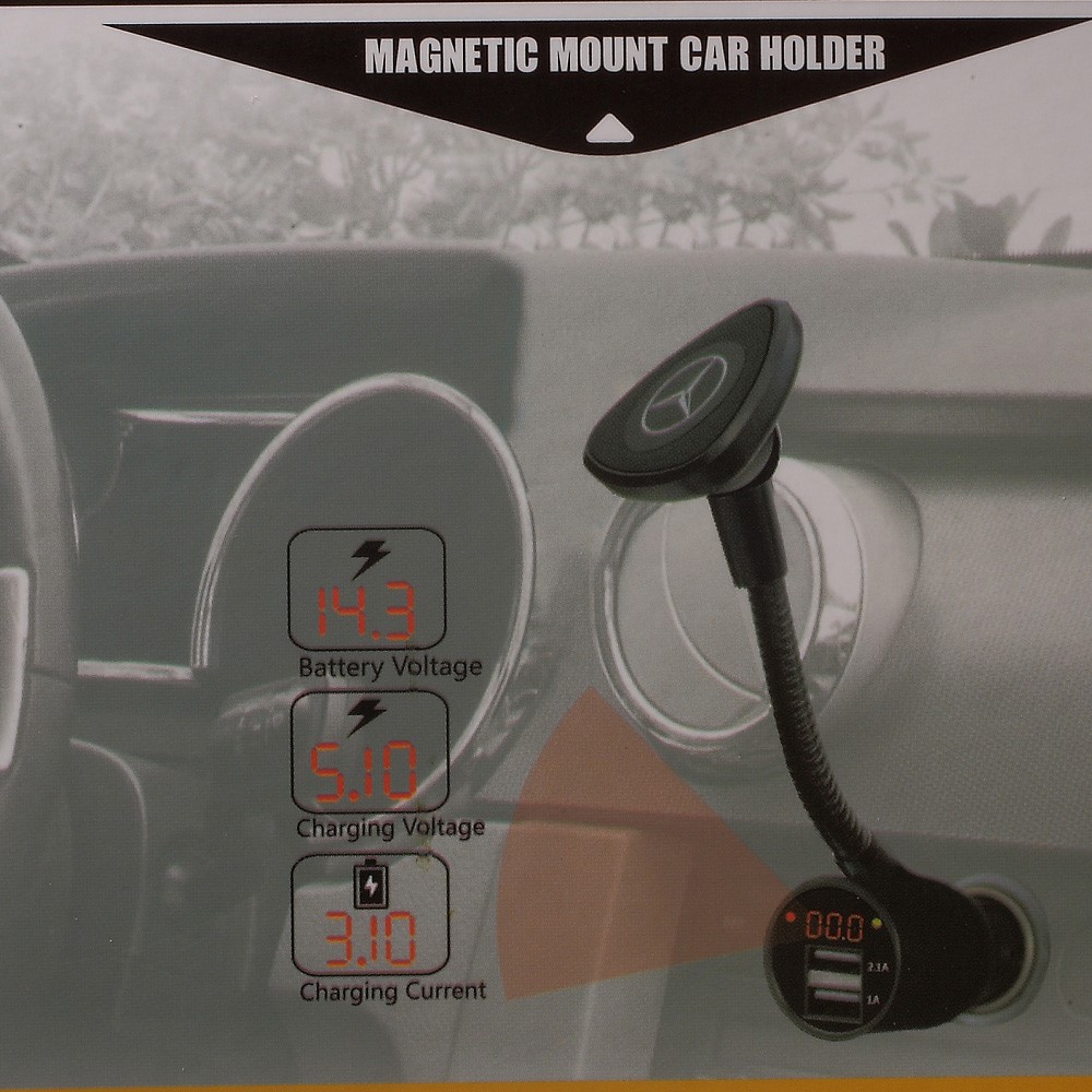 GS6323 Dual USB Car Charger Magnetic Phone Mount Holder for iPhone Samsung-12