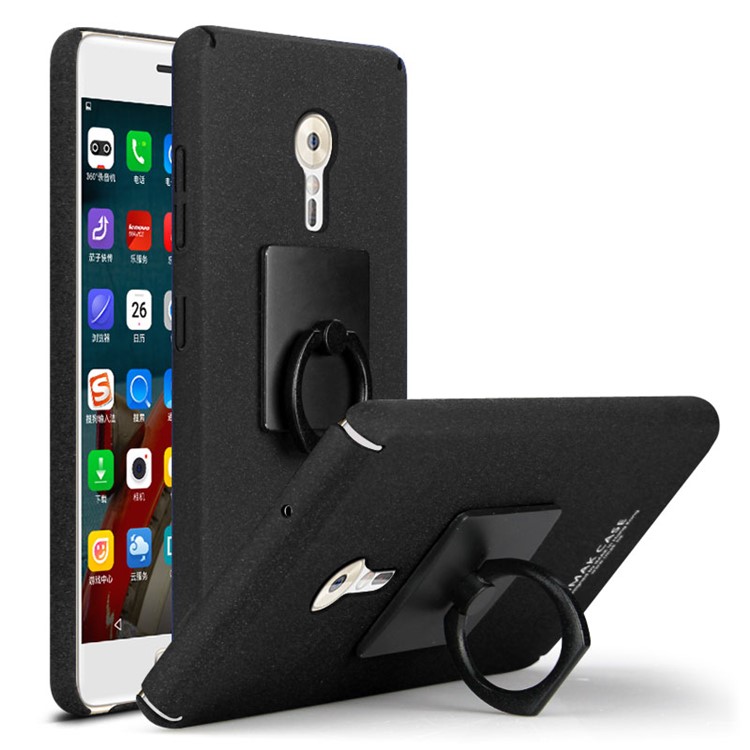 IMAK Matte Finger Ring Kickstand Plastic Case for Lenovo ZUK Z2 Pro - Black-1