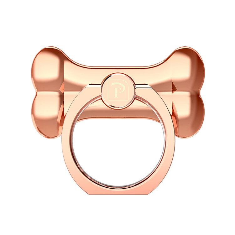 OATSBASF Plating Bone Shaped 360 Degree Rotating Ring Kickstand Desktop Stand - Rose Gold Color-2