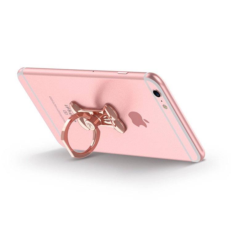 OATSBASF Plating Bone Shaped 360 Degree Rotating Ring Kickstand Desktop Stand - Rose Gold Color-3