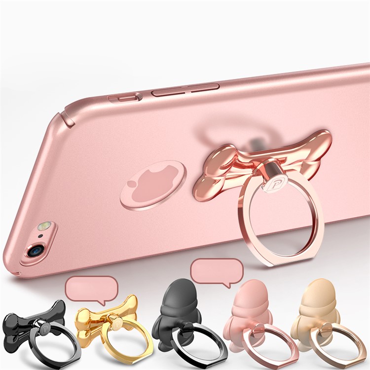 OATSBASF Plating Bone Shaped 360 Degree Rotating Ring Kickstand Desktop Stand - Rose Gold Color-4