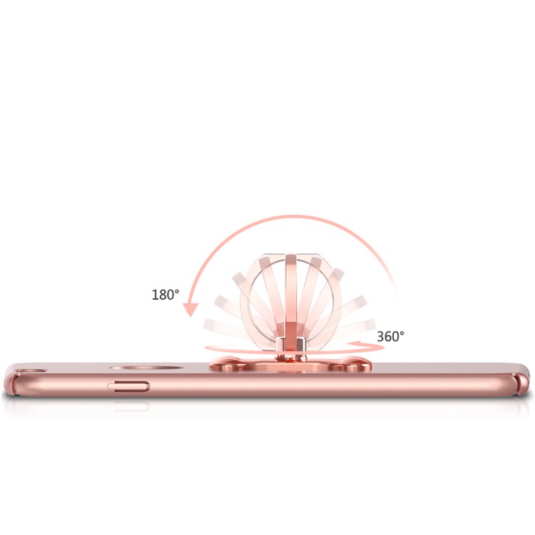 OATSBASF Plating Bone Shaped 360 Degree Rotating Ring Kickstand Desktop Stand - Rose Gold Color-6
