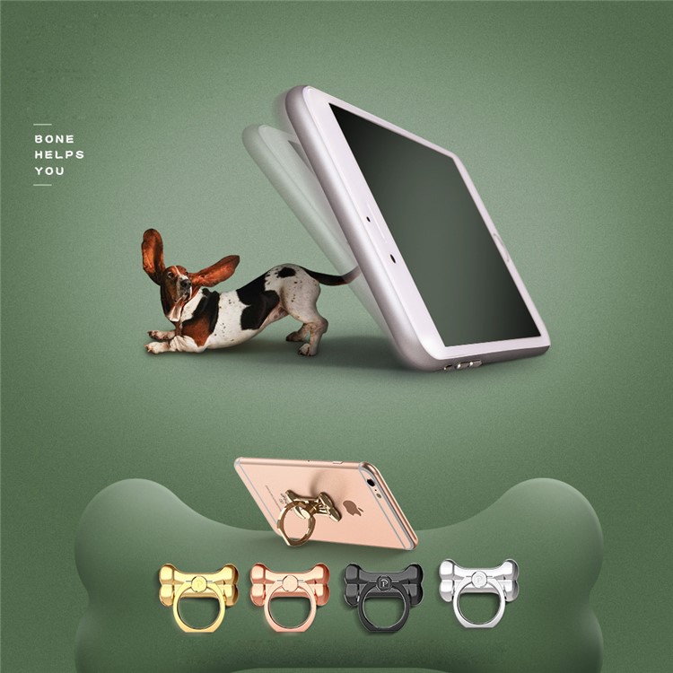 OATSBASF Plating Bone Shaped 360 Degree Rotating Ring Kickstand Desktop Stand - Rose Gold Color-7