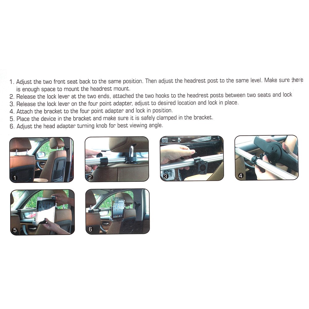 Full Rotary Car Headrest Mount Holder Lever for iPad Pro 12.9 Etc, Clamp Width: 240 x 410mm-1