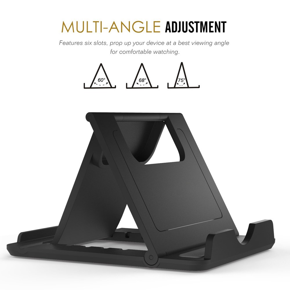 Soporte Plegable Multi-ángulo Del Soporte De Escritorio Portátil Para El Iphone Samsung - Negro-3