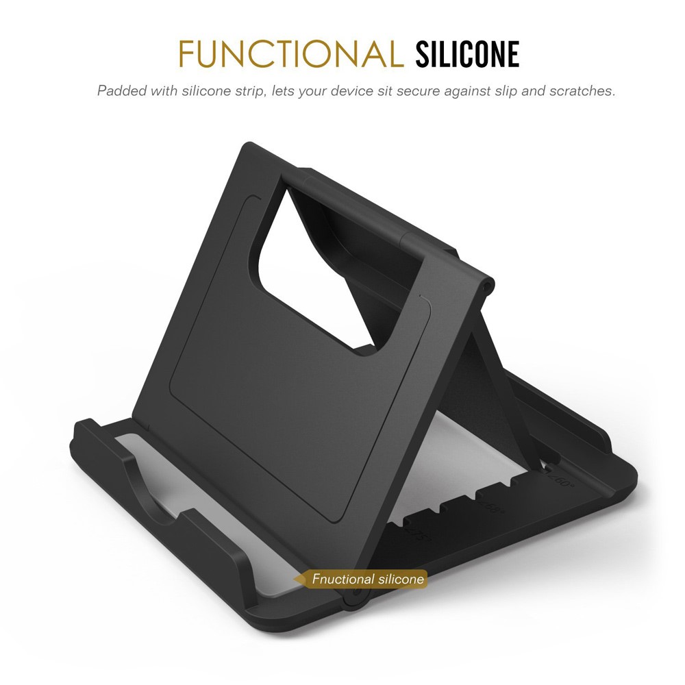 Soporte Plegable Multi-ángulo Del Soporte De Escritorio Portátil Para El Iphone Samsung - Negro-4