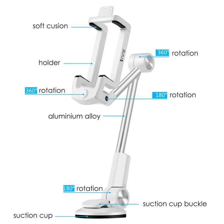 D9ELEMENT MZ102 Mini Foldable Suction Cup Mount Holder for iPhone 7 Plus / Sony Xperia XZ Etc- Blue-3