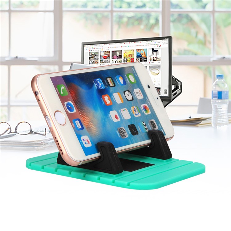 D9ELEMENT Soft TPU Anti-Slip Mat Mobile Phone Holder Car Dashboard GPS Mount Stand - Cyan-1