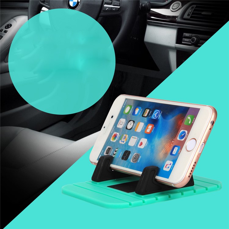 D9ELEMENT Soft TPU Anti-Slip Mat Mobile Phone Holder Car Dashboard GPS Mount Stand - Cyan-2