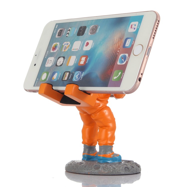 Creative Spaceman Model Resin Desktop Phone Stand Holder for iPhone Samsung - Orange-6