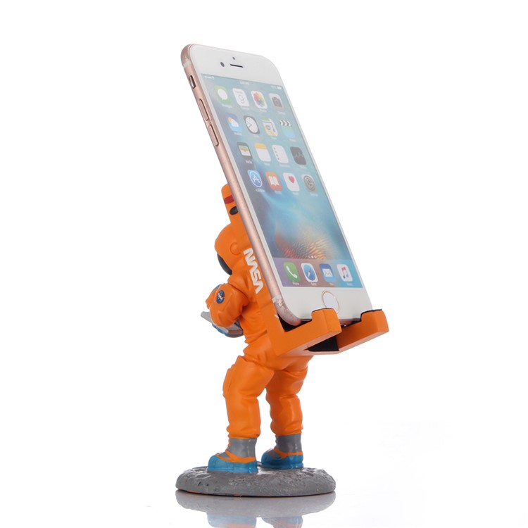 Creative Spaceman Model Resin Desktop Phone Stand Holder for iPhone Samsung - Orange-8
