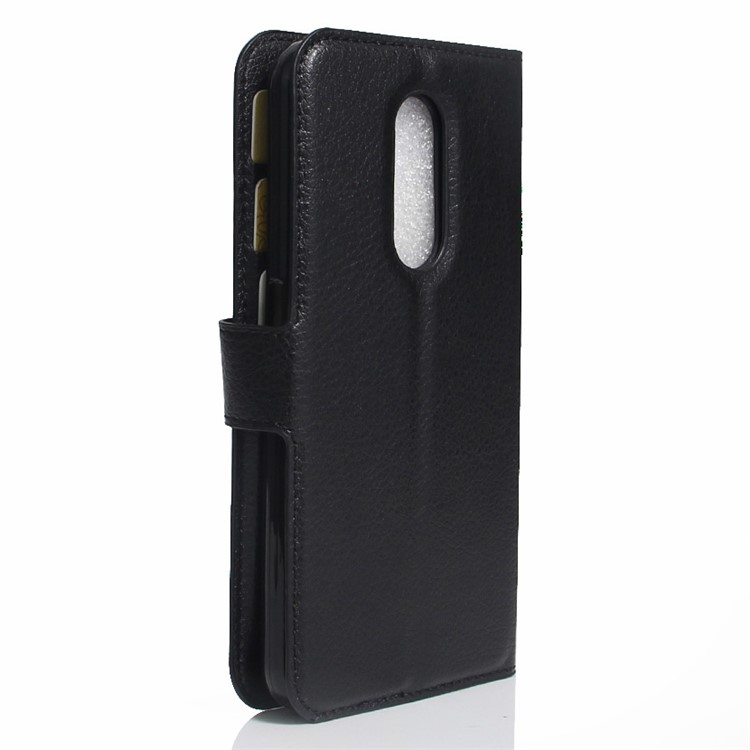 Litchi Skin Leather Wallet Case for ZTE Blade A910 - Black-3