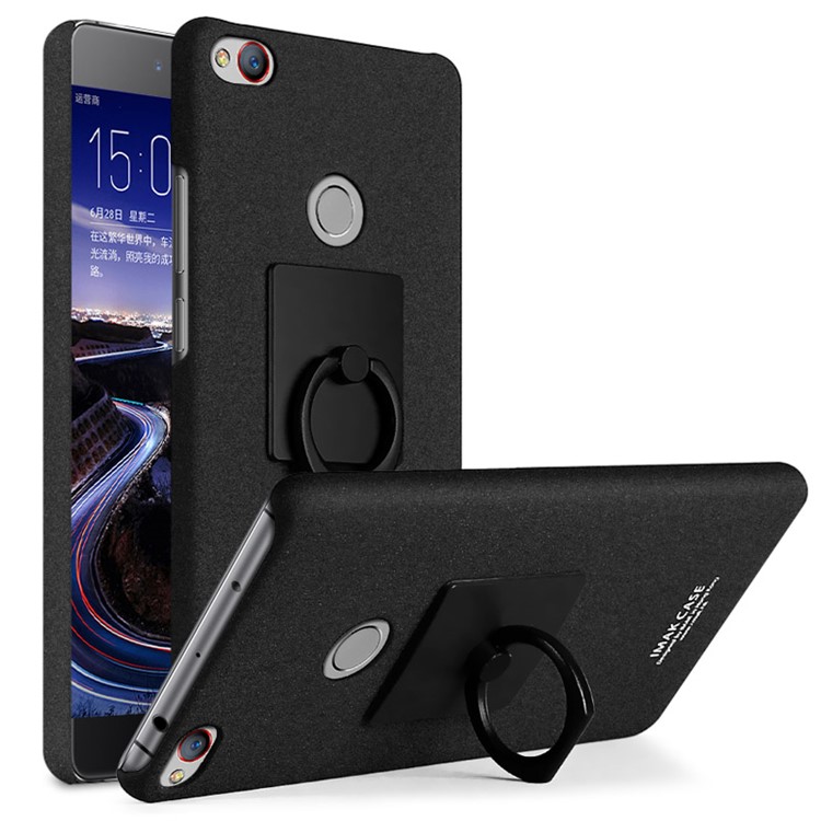 IMAK Matte Hard Plastic Case with Ring Kickstand for ZTE nubia Z11 - Black-1
